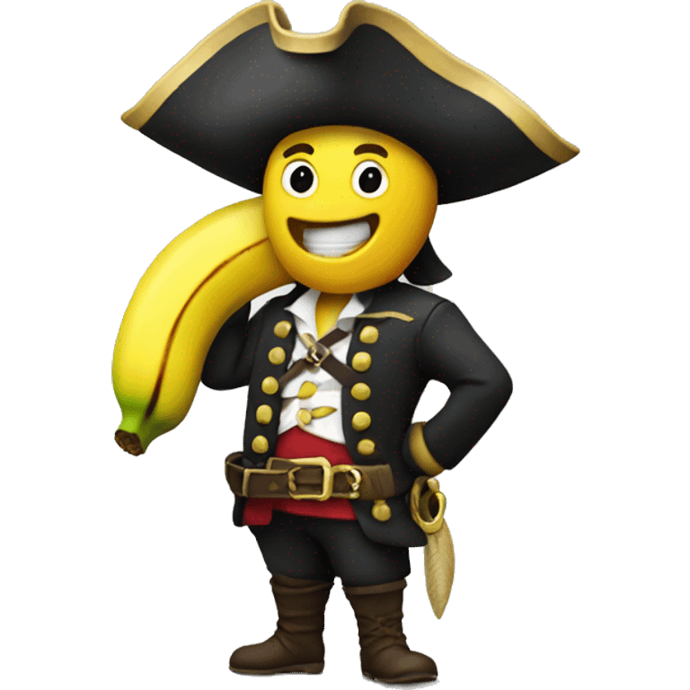 Pirate with a banana as a phone emoji