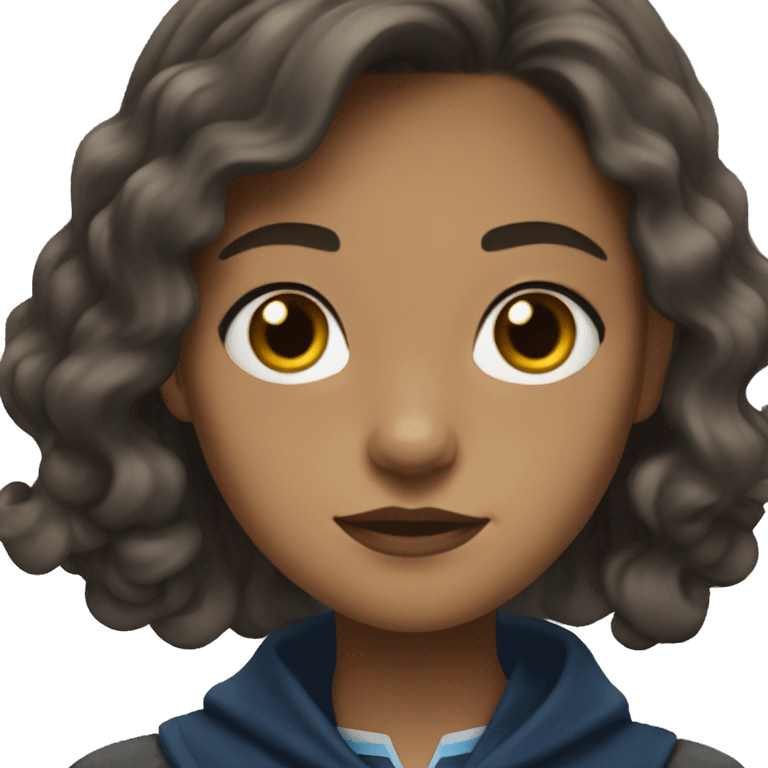 Ravenclaw Girl black wavy hair down to shoulders very light brown skin emoji