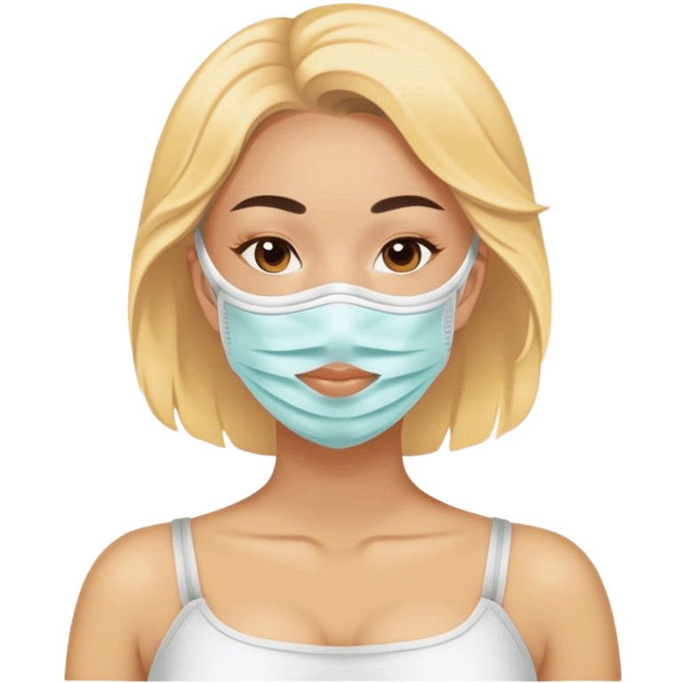 Lady with face mask spa beauty full face relaxing emoji