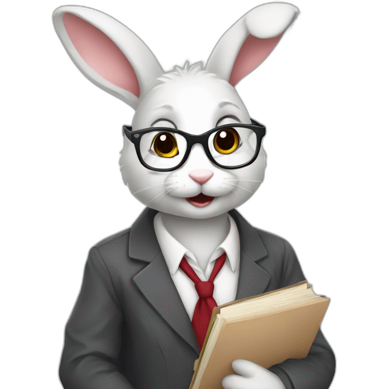 A bunny rabbit as a female professor emoji