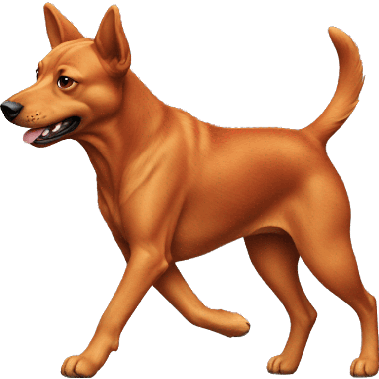 realistic solid red dog with pointed ears running emoji