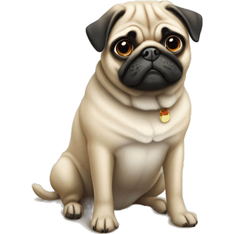 Pug dog sitting at the beach emoji