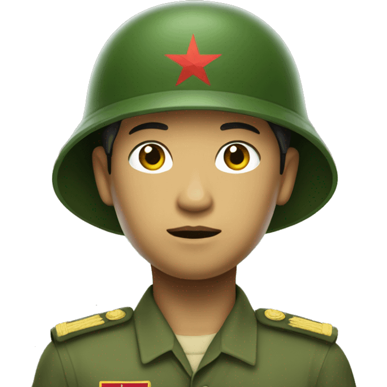 North Vietnamese soldier wearing a Pith helmet and a green uniform  emoji