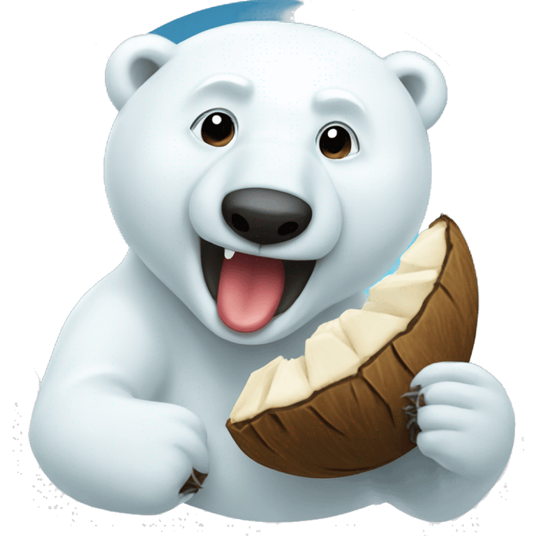 Polar bear eating a coconut emoji