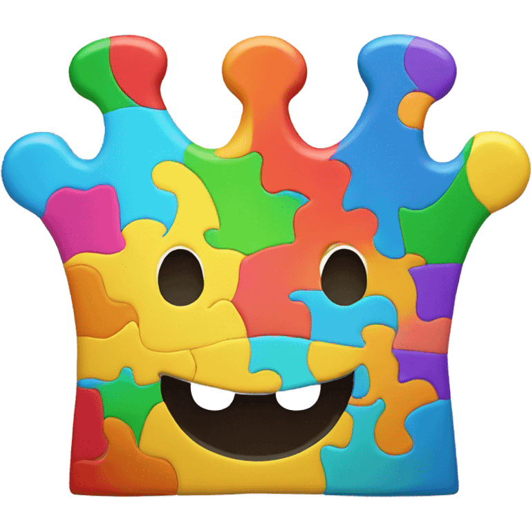 Puzzle piece crown with smile 3d emoji