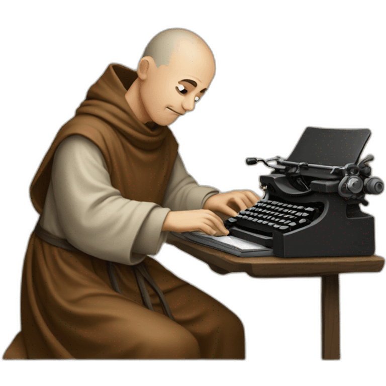 medieval monk typing on typewriter emoji