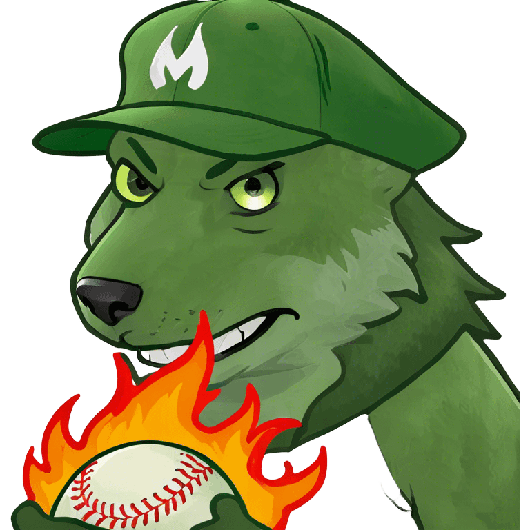 Wolf with fire around it and a softball emoji