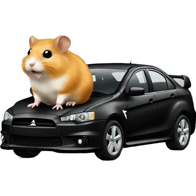 Hamster on Mitsubishi lancer black  emoji