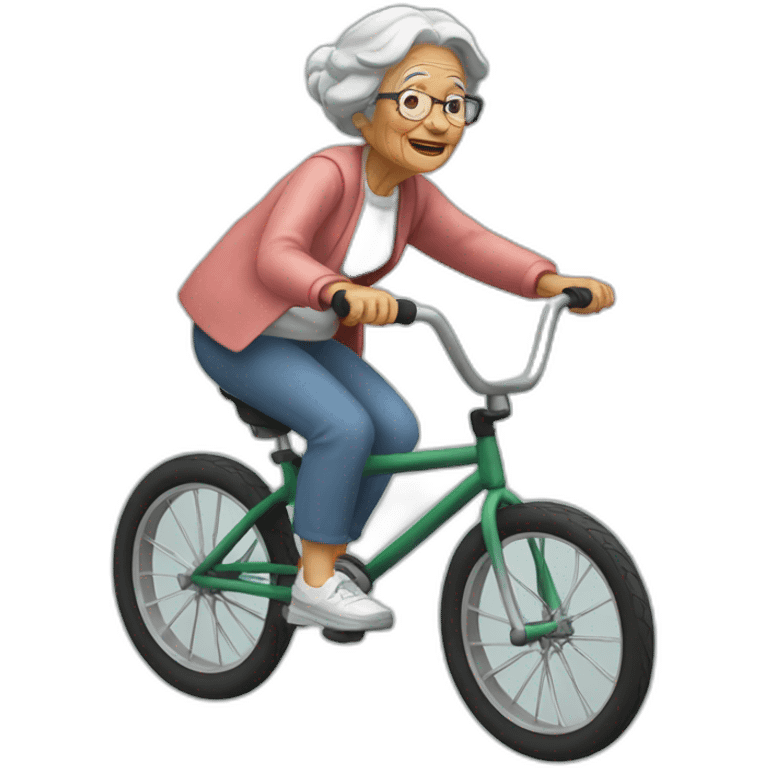 old woman riding a bmx emoji