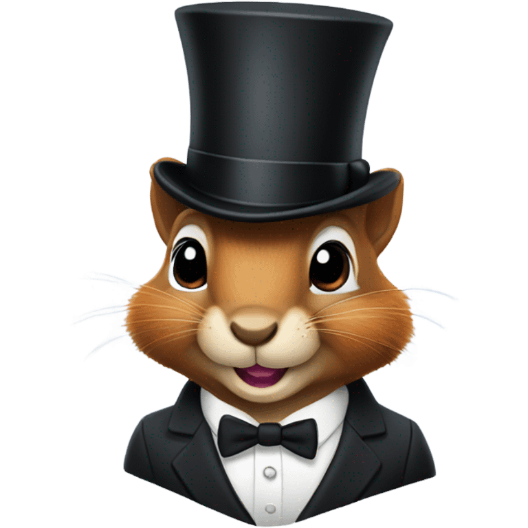 Squirrel wearing a top hat and a suit emoji