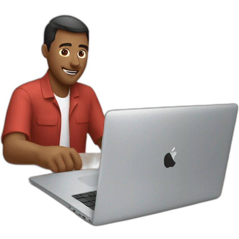 video editor man using apple laptop on side emoji