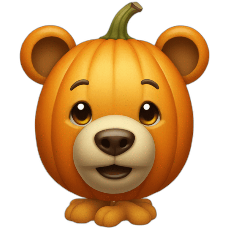 Bipedal bear with head made out of Pumpkin Pie emoji