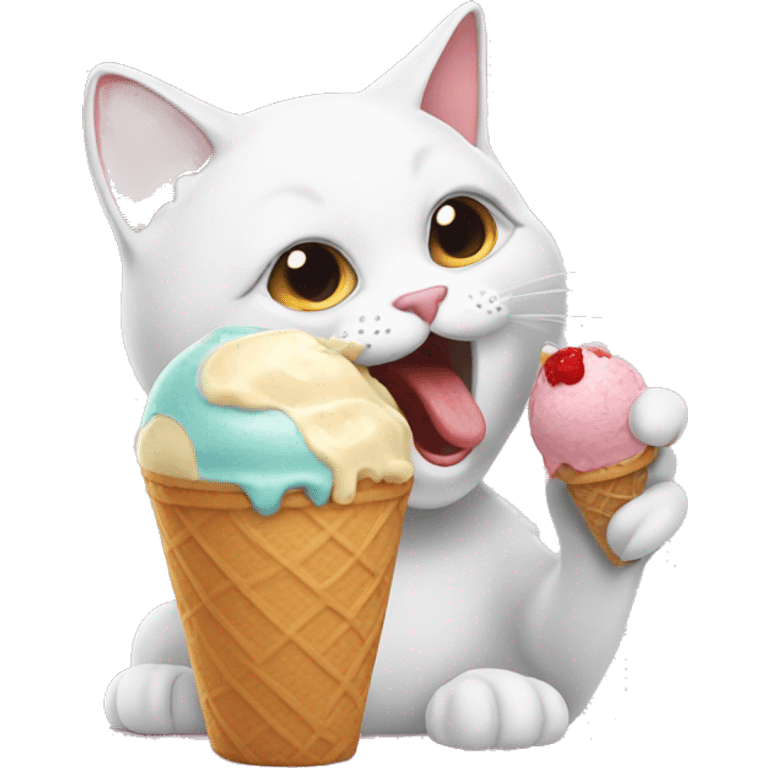 Cat eating ice cream emoji