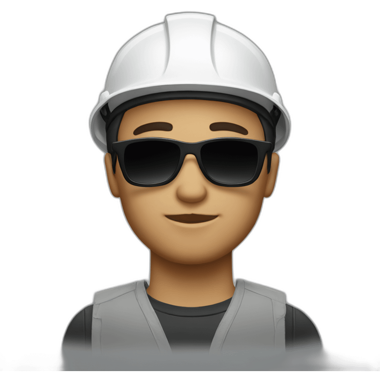 Builder with black sunglasses with light skin  emoji