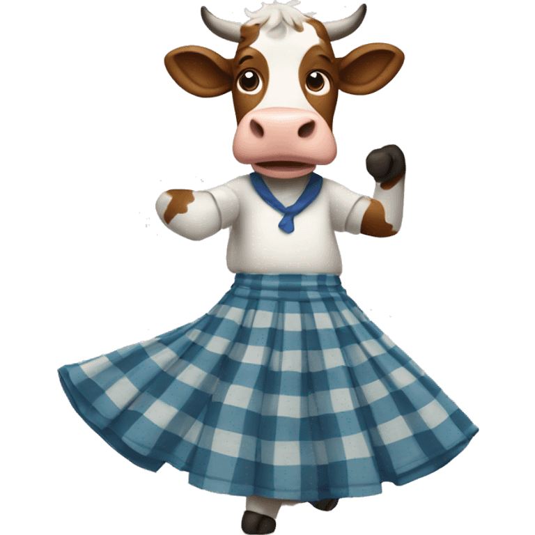 Cow dancing in a skirt emoji