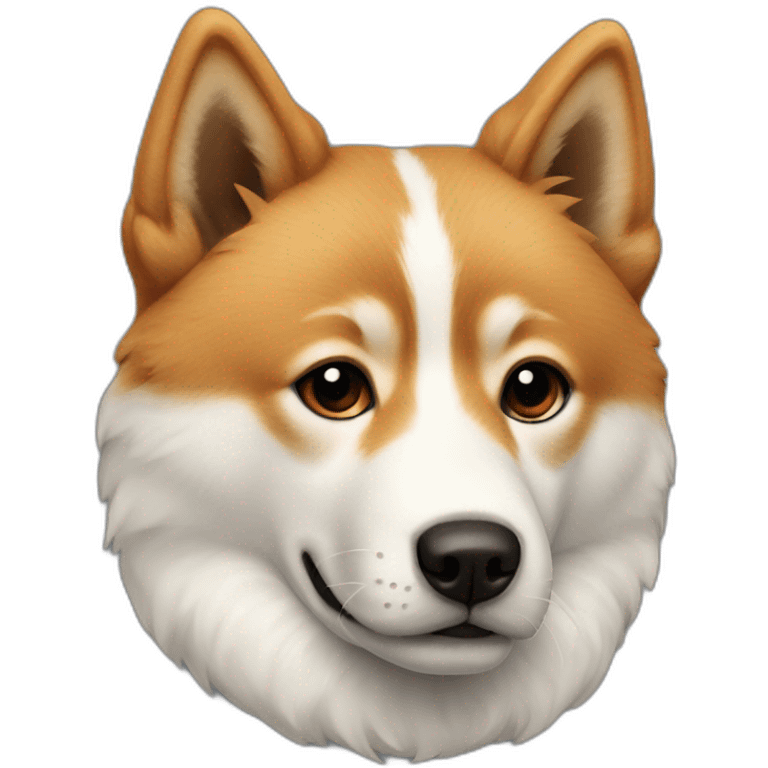 Jindo dog, white fur with top half of head with auburn fur emoji