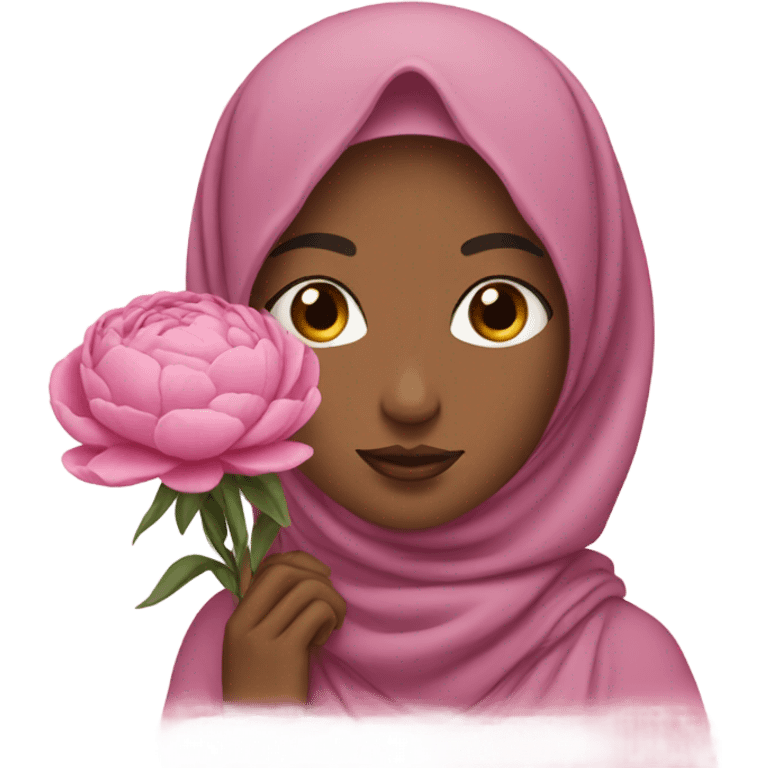 Woman don’t face with hijab holding peonies emoji