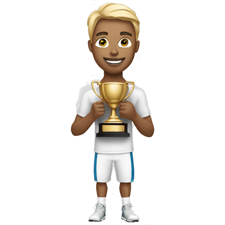 white athlete with winner trophy emoji