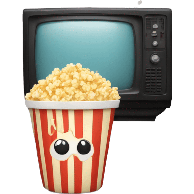 Popcorn in a striped cup with a TV emoji