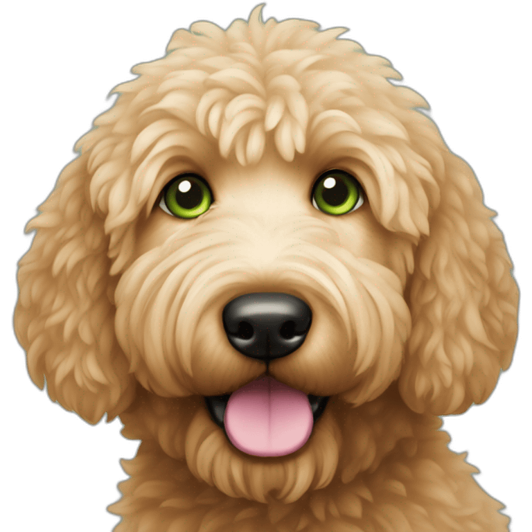 golden doodle green eyes pink nose emoji