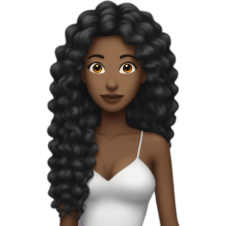 Black women with long hair queen emoji