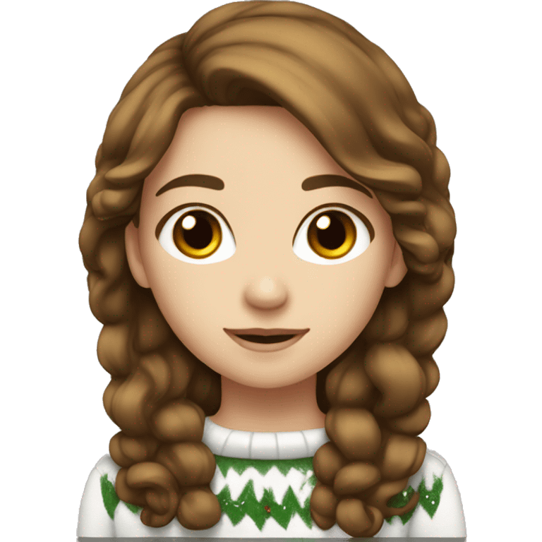 Cute brown haired girl white skin Christmas  emoji