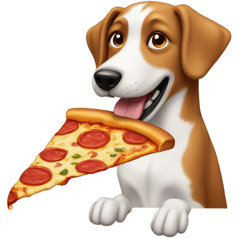 Dog eating a pizza emoji