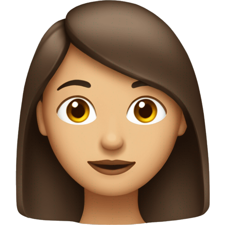 Mujer pelo largo con flequillo con el eo marron emoji