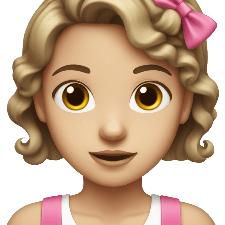 White brown haired girl with pink bow emoji