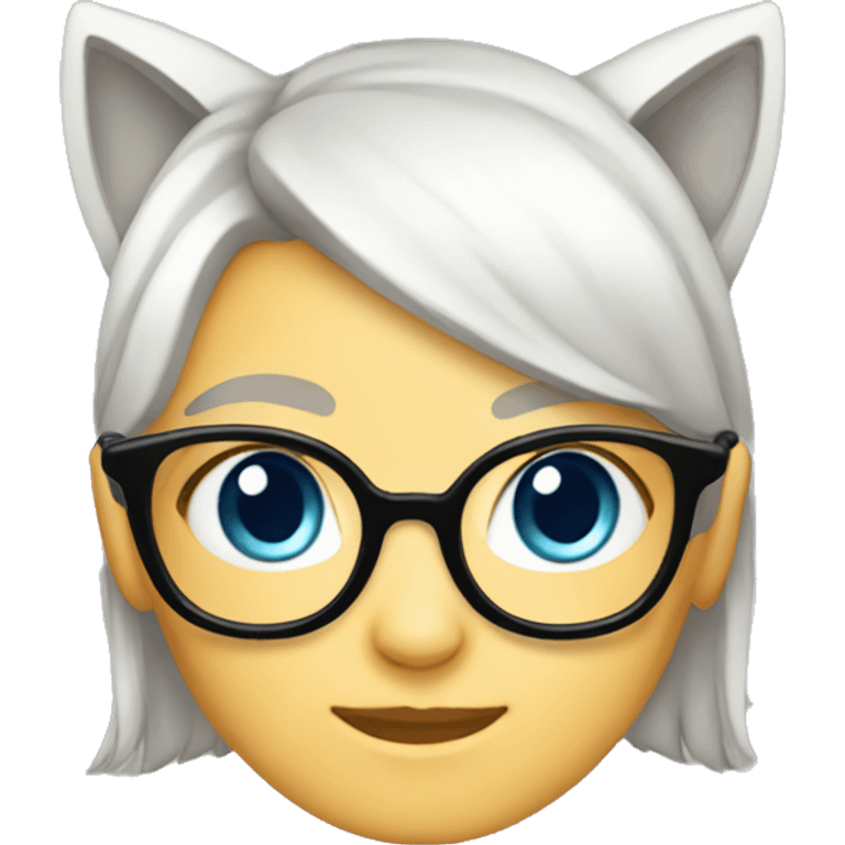 white girl, glasses, cat ears emoji