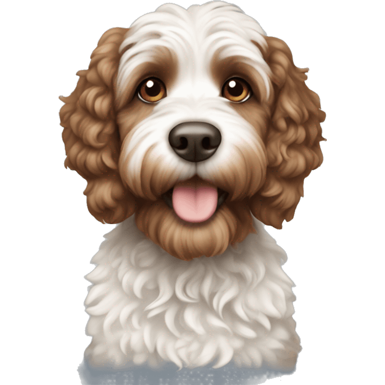 Brown and white cockapoo emoji