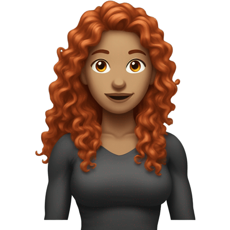 Sporty Girl kettlebelt coach with long curly red hair emoji