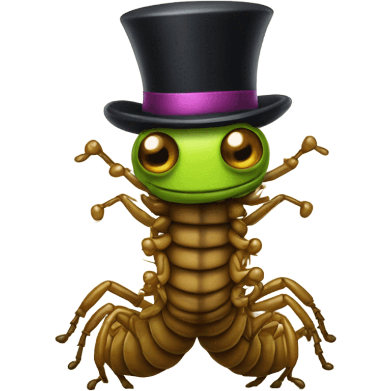 Centipede wearing a cute top hat and monocle  emoji