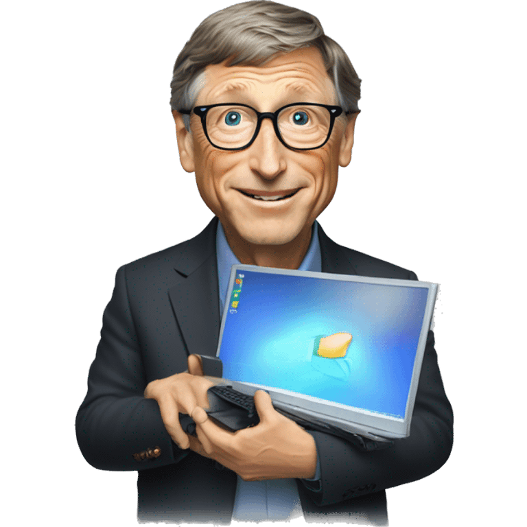 bill gates holding a PC  emoji