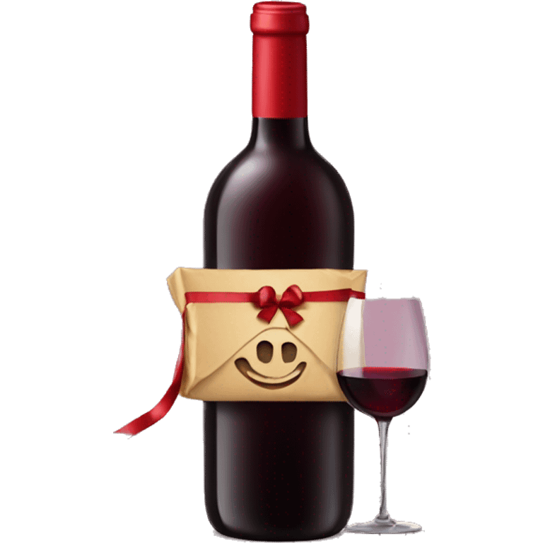 Bottle of red wine with present  emoji