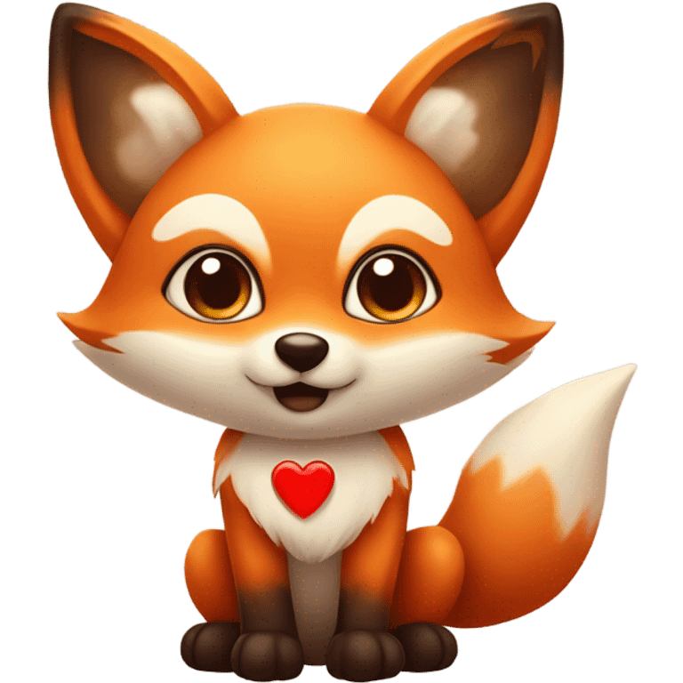 Kawaii Fox with big heart emoji