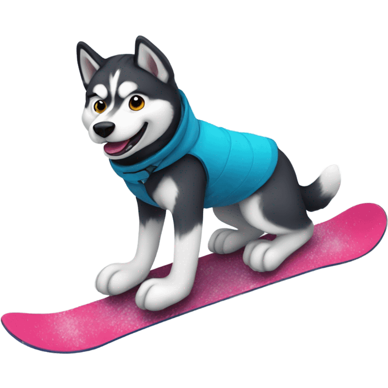 husky in a snowboard emoji