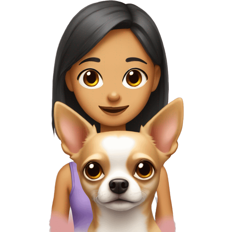 Chihuahua and a girl emoji