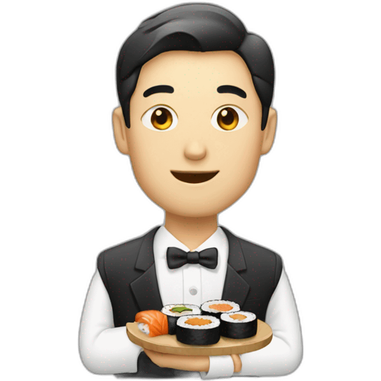 Rich business man eating sushi emoji