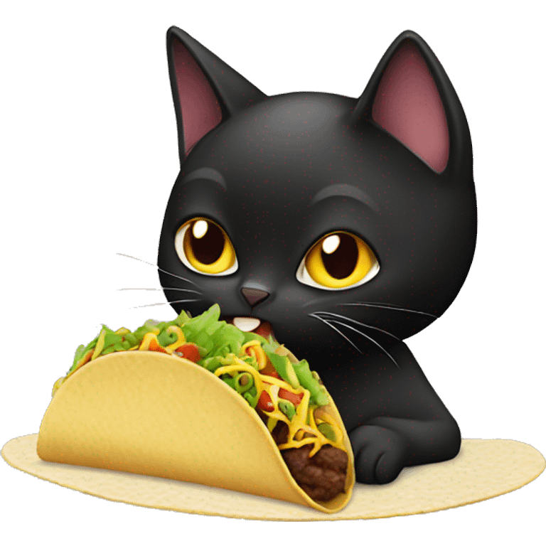 Black cat eating taco emoji