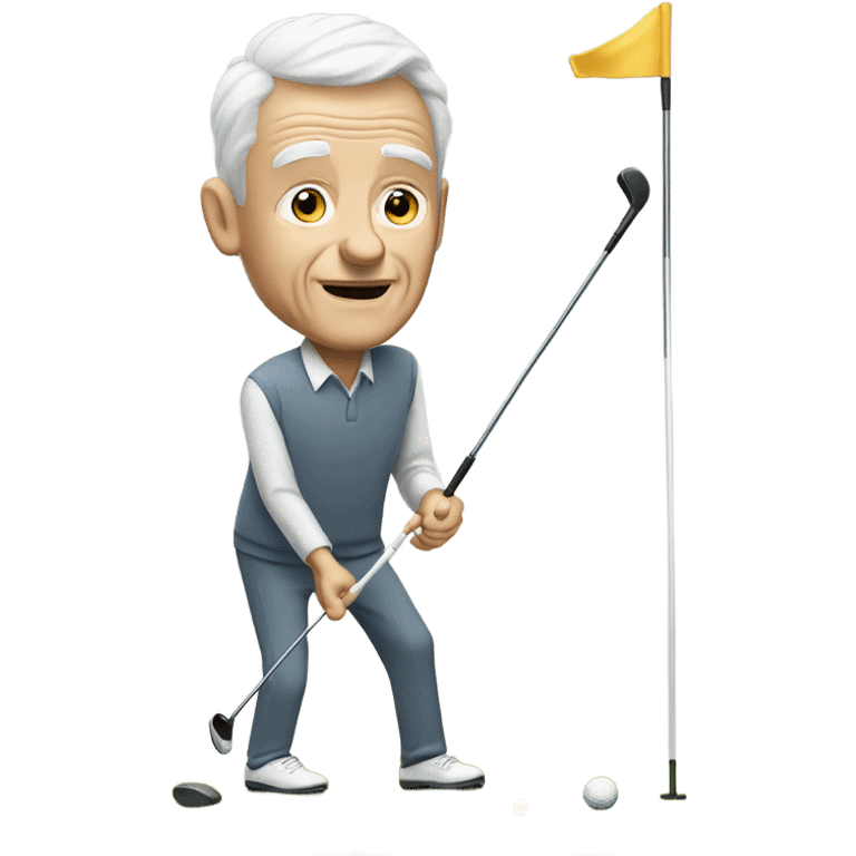 Elderly white male no facial hair playing golf emoji