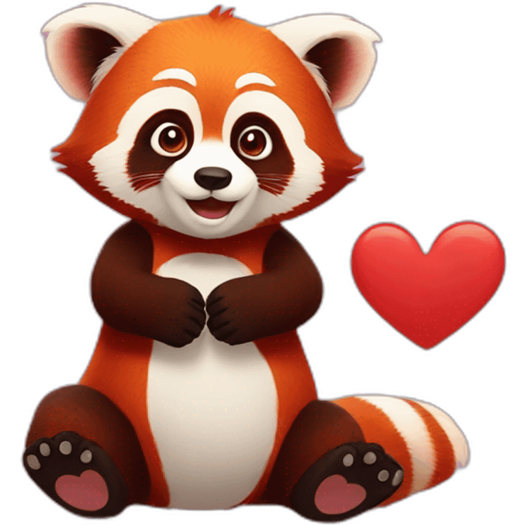 red panda who makes a heart with his paws emoji