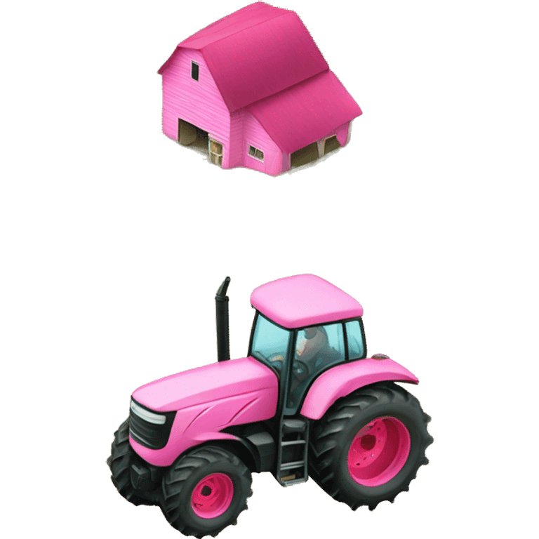 Pink tractor on the farm emoji