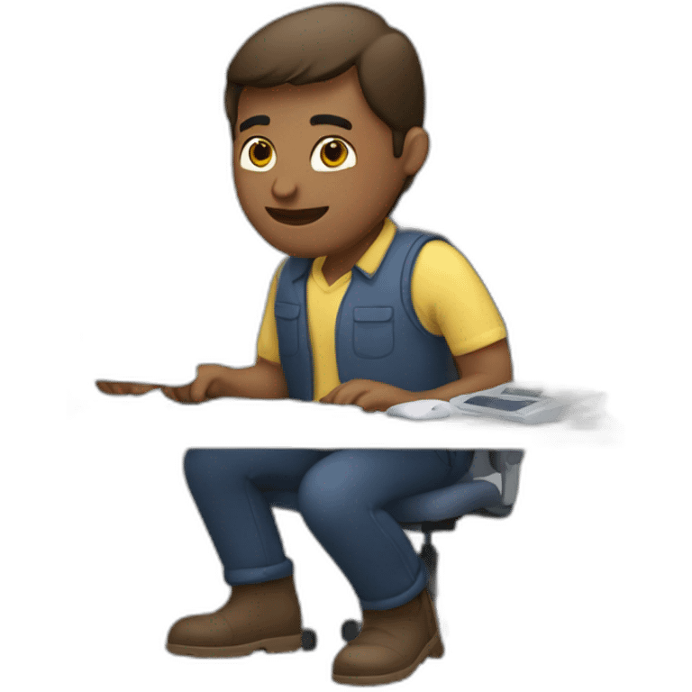 men working on pc emoji