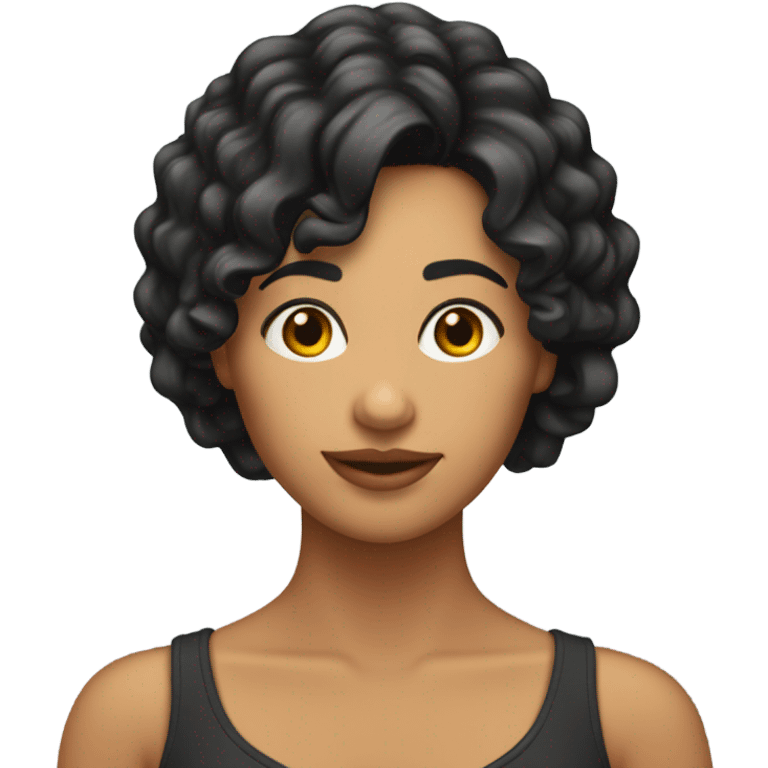 Chica morena con cabello rizado  emoji