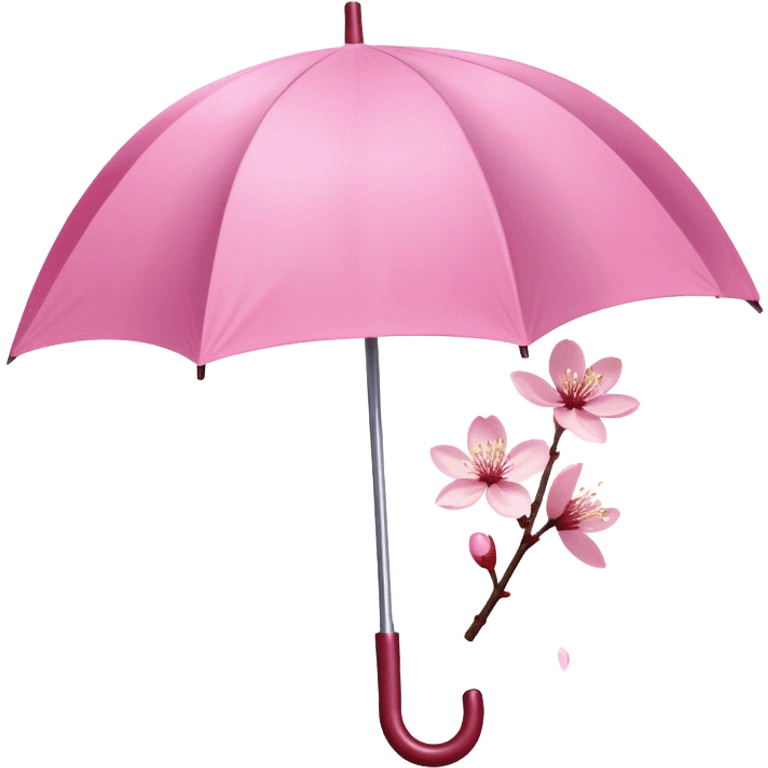 ☂️🌸Two cherry blossoms dropped from a pink umbrella emoji