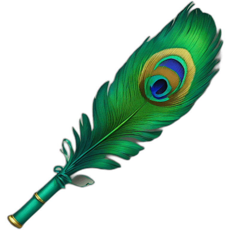 Peacock feather attached to flute emoji