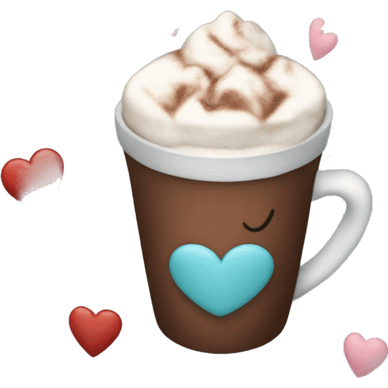 Hot cocoa with hearts emoji