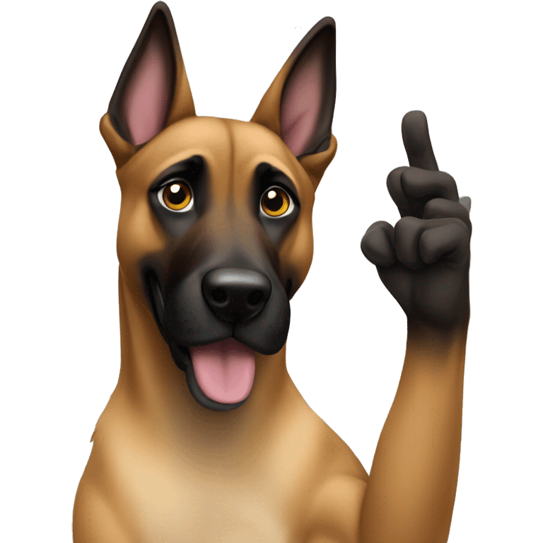 malinois say hello with hand emoji