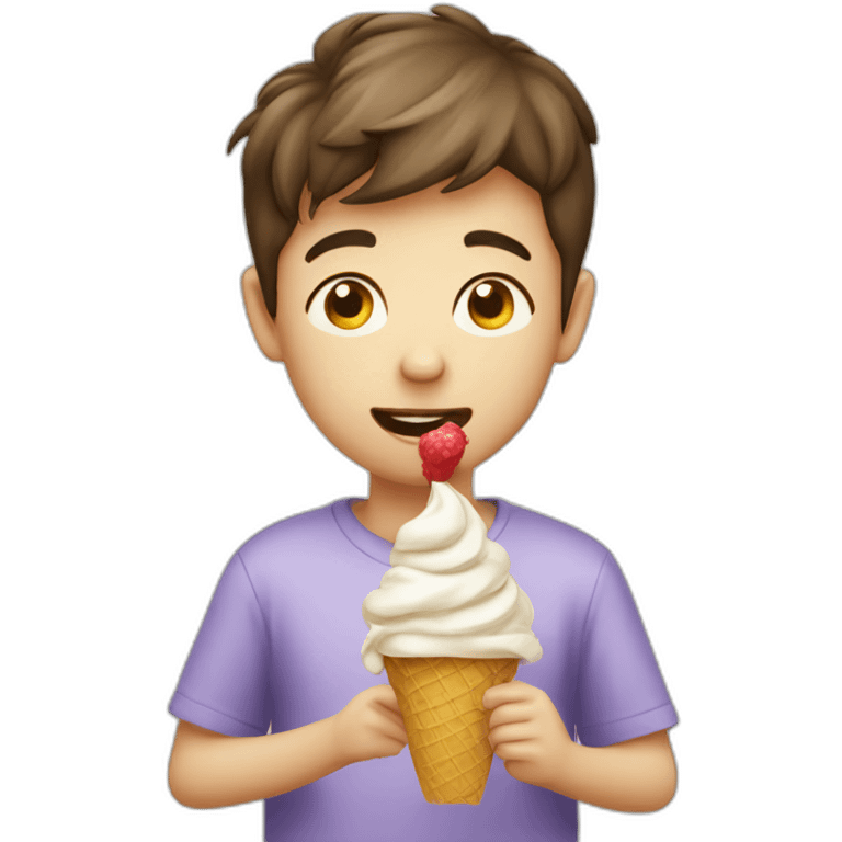 Boy trying to pic icecream flavour emoji